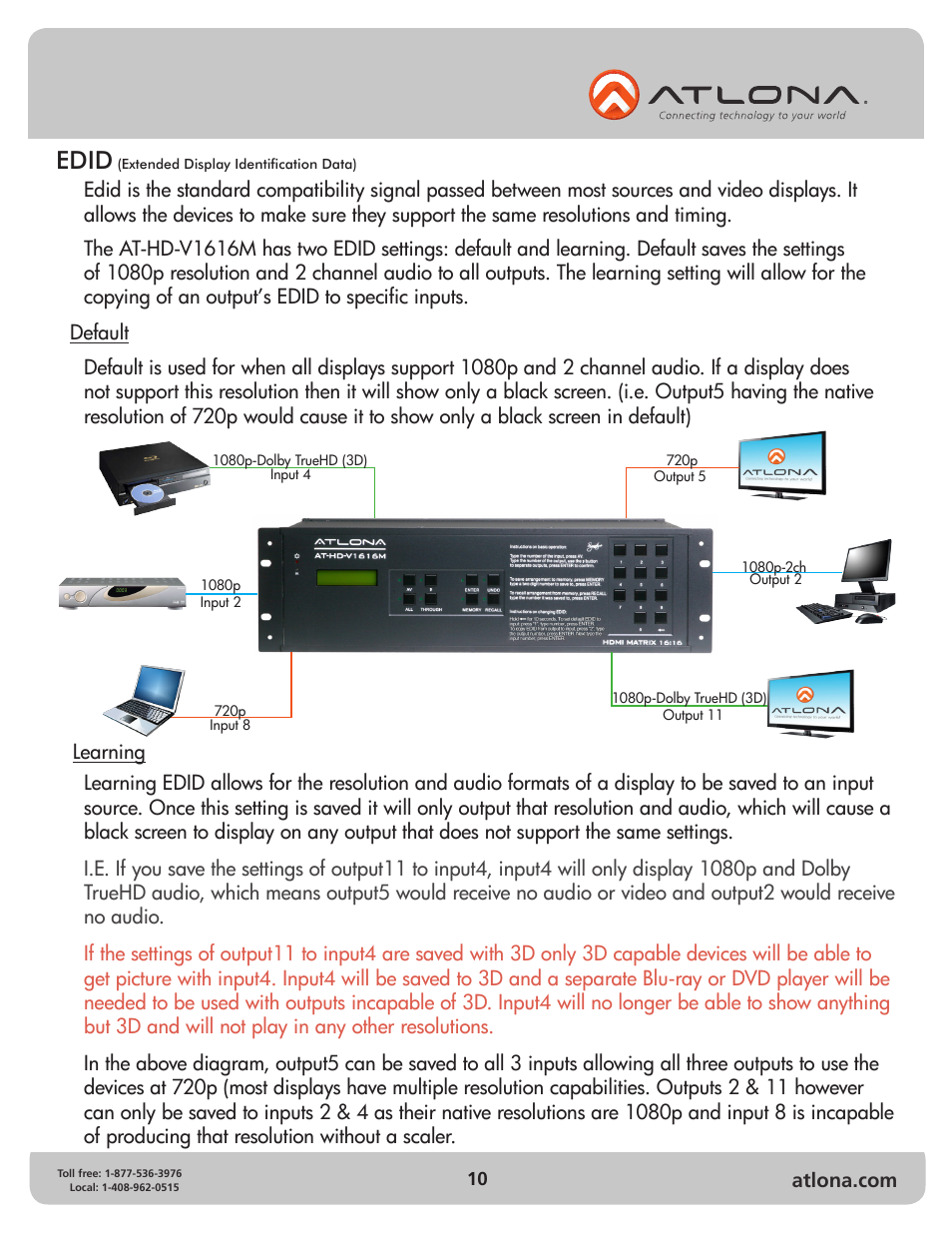 Edid | Atlona AT HD V1616M V2 User Manual | Page 10 / 14