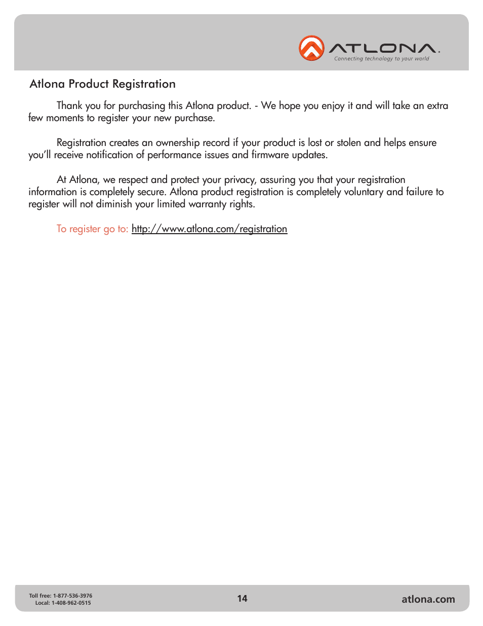 Atlona AT HD V1616M V2 User Manual | Page 14 / 14