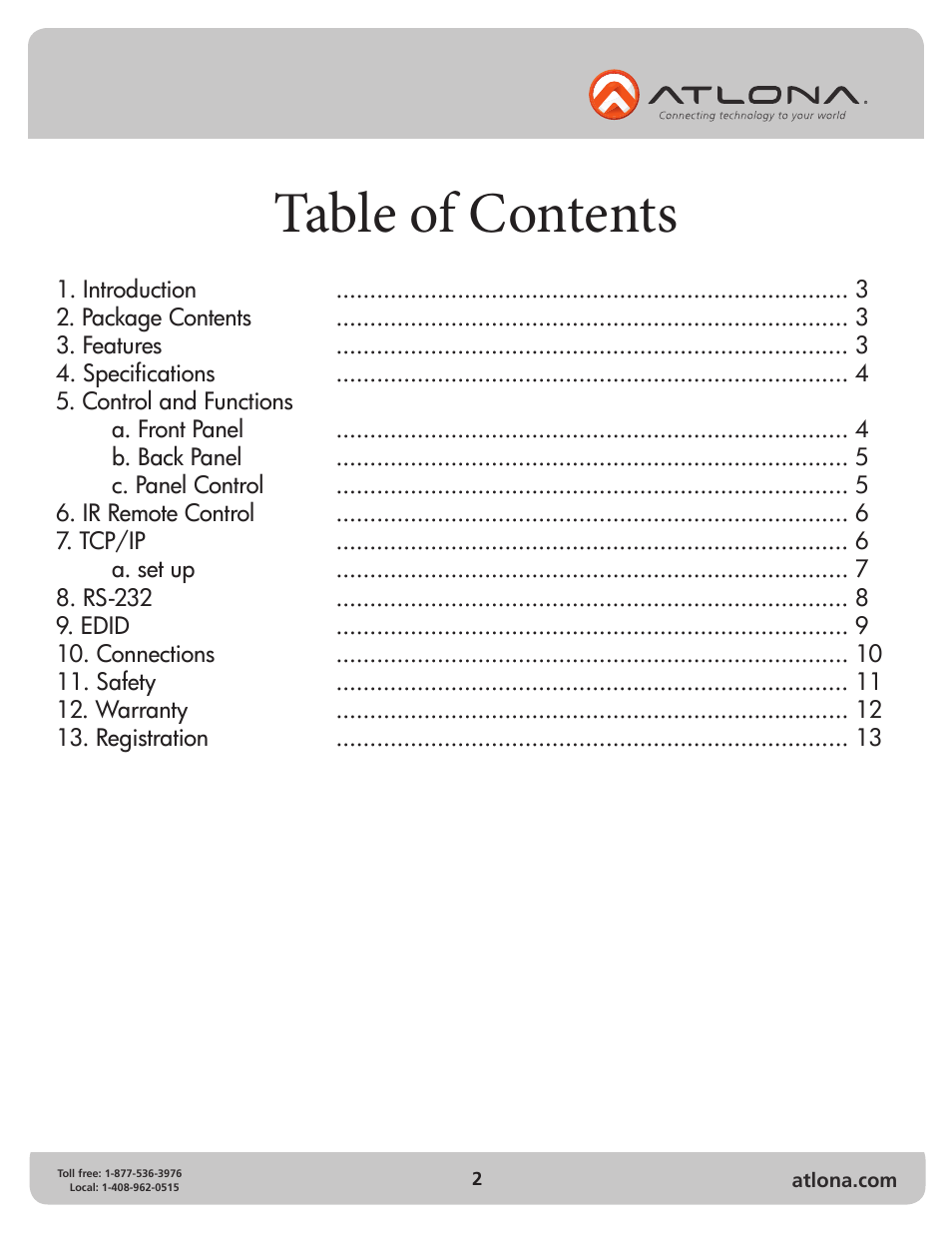 Atlona AT HD V1616M V2 User Manual | Page 2 / 14