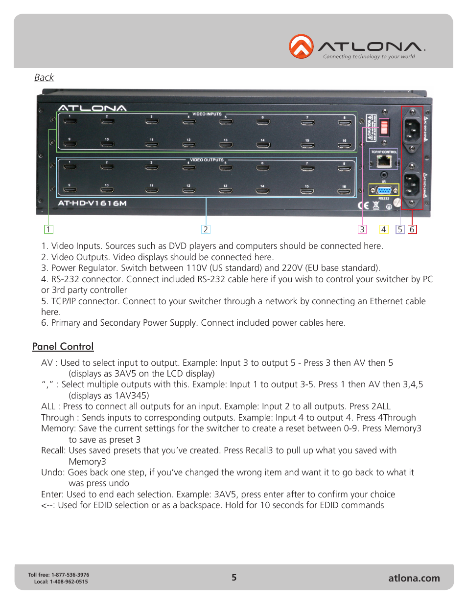 Atlona AT HD V1616M V2 User Manual | Page 5 / 14