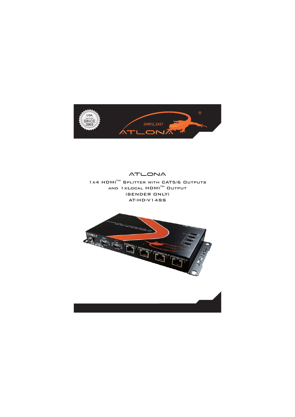 Atlona AT HD V14SS User Manual | 12 pages