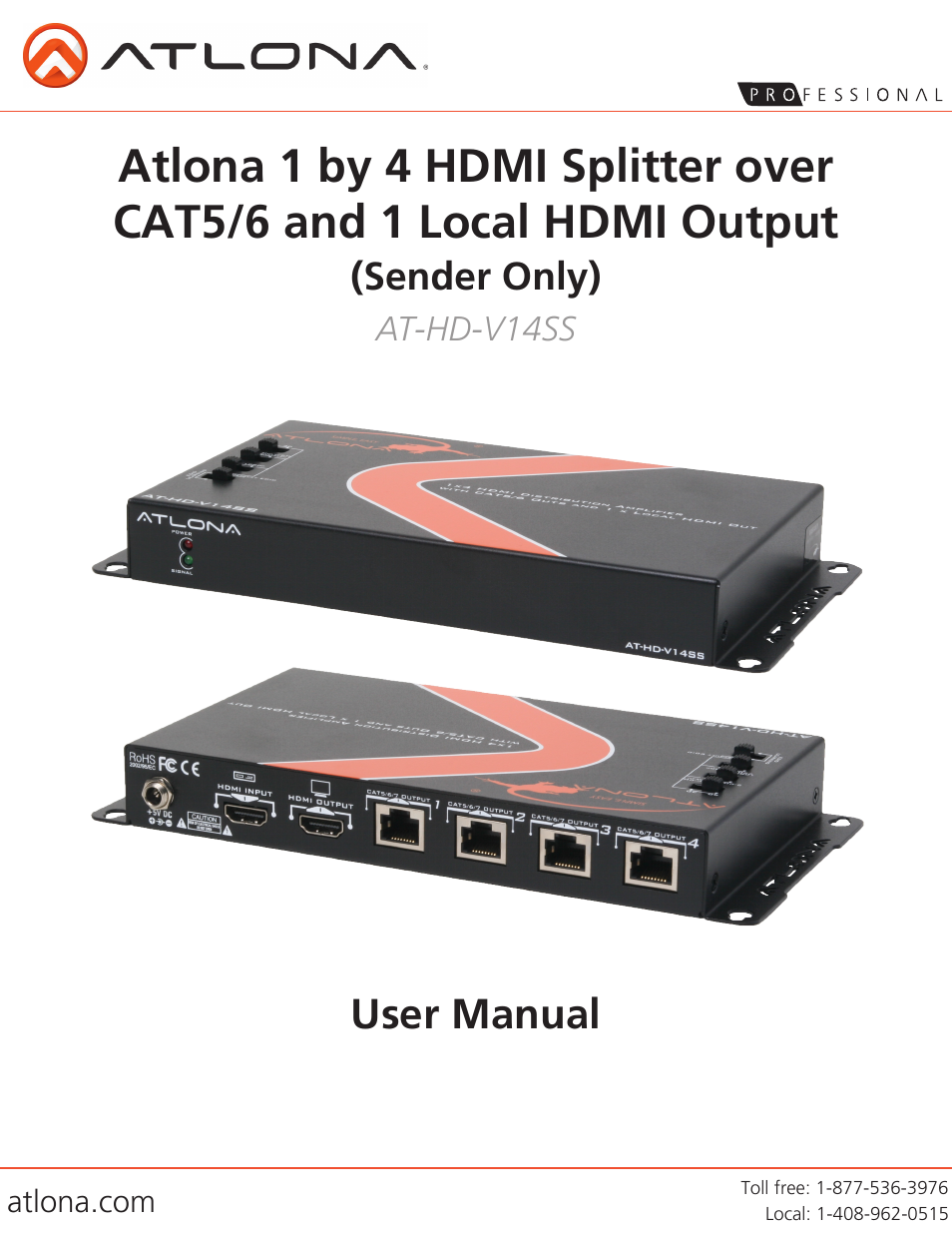 Atlona AT HD V14SS V2 User Manual | 8 pages