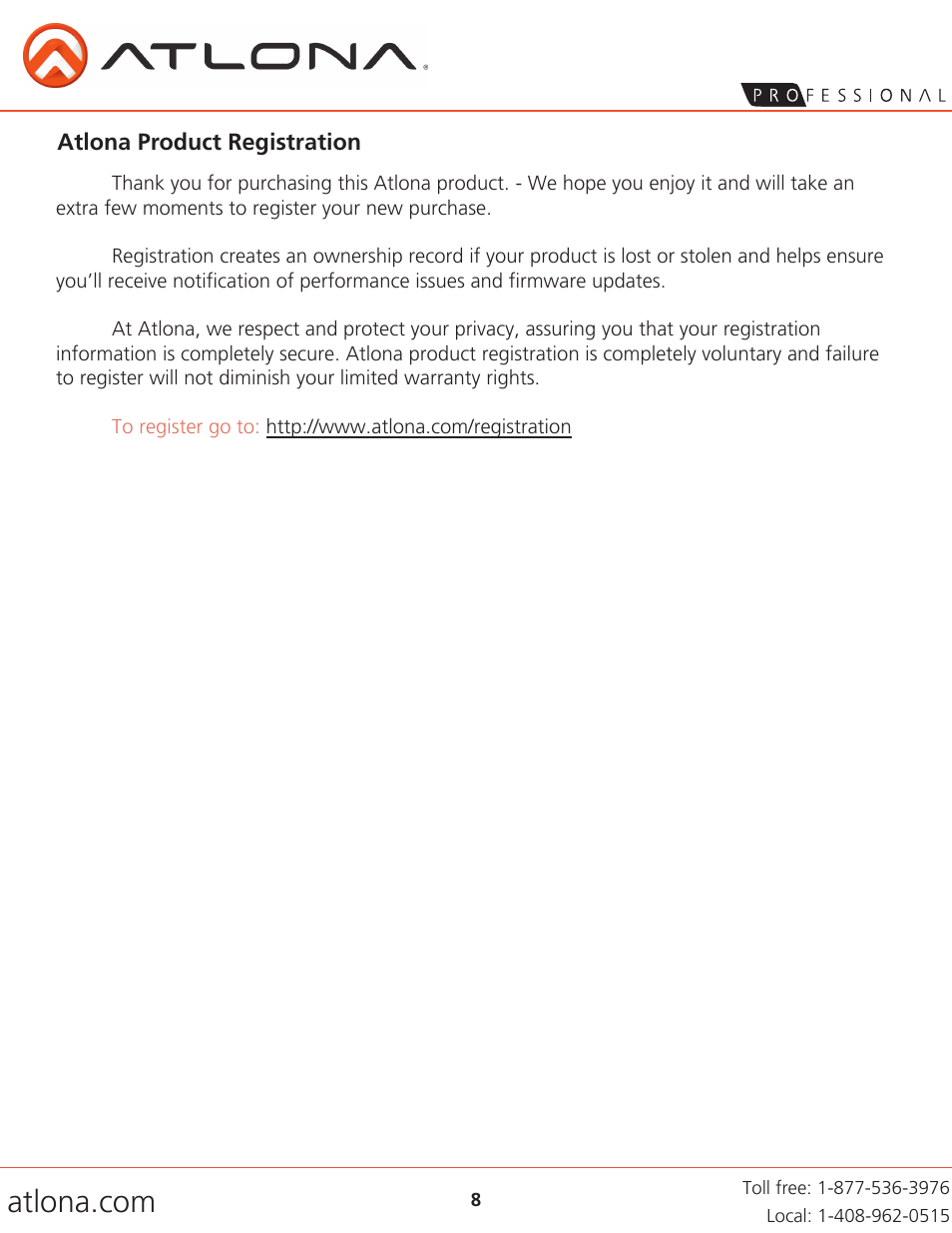 Atlona AT HD V14SS V2 User Manual | Page 8 / 8