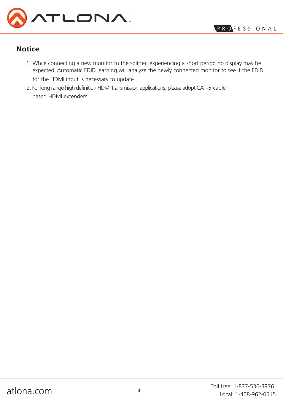 Atlona AT HD V14 User Manual | Page 6 / 9