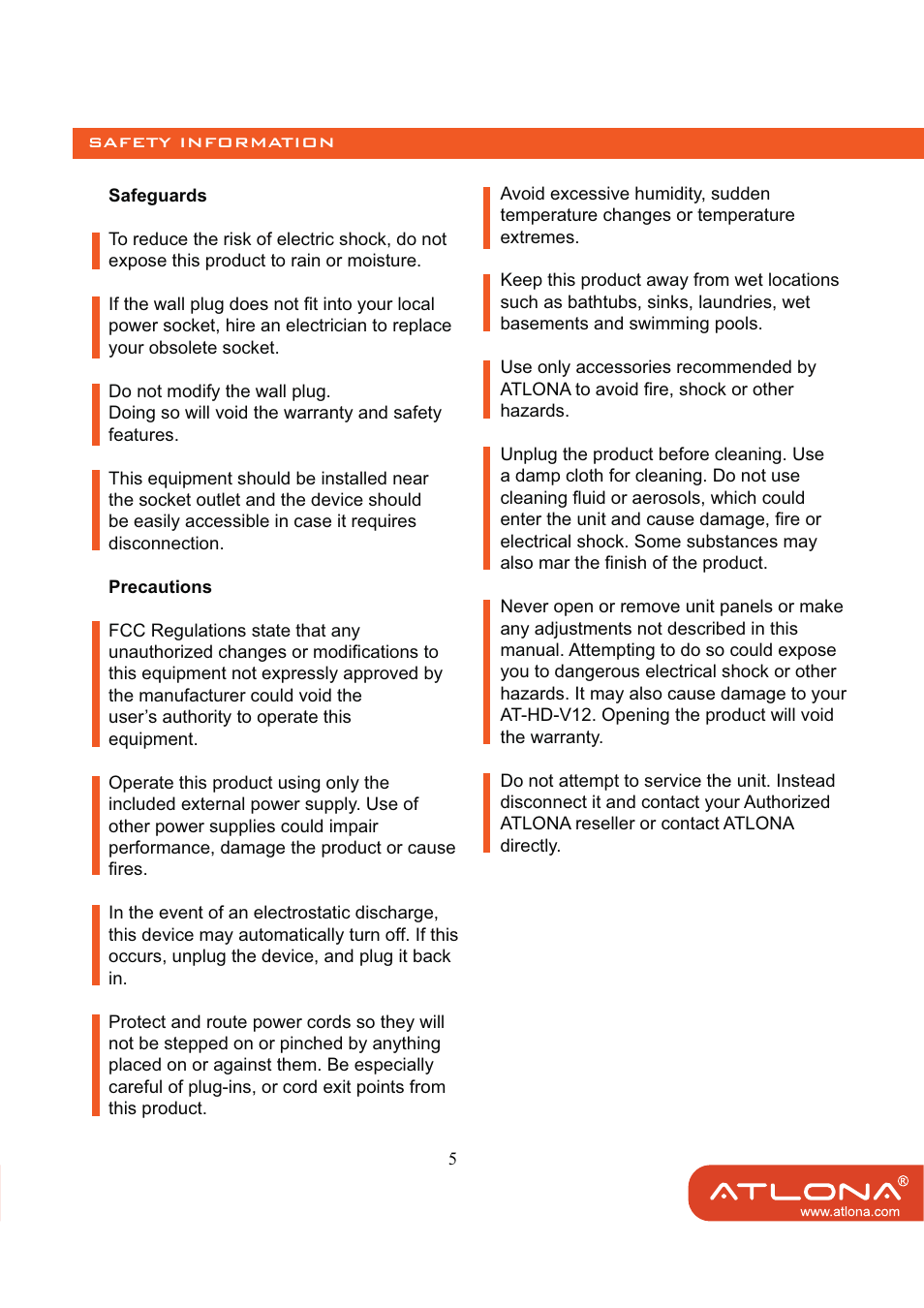 Atlona AT HD V12 User Manual | Page 7 / 9