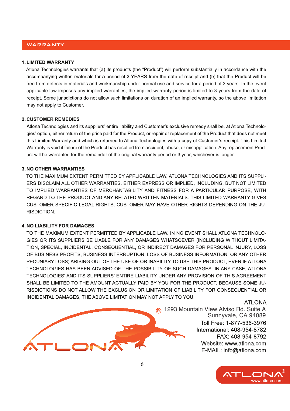 Atlona AT HD V12 User Manual | Page 8 / 9
