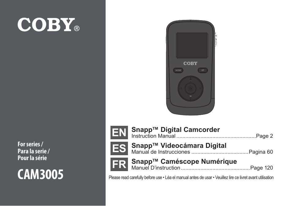 COBY SNAPP CAM3005 User Manual | 180 pages