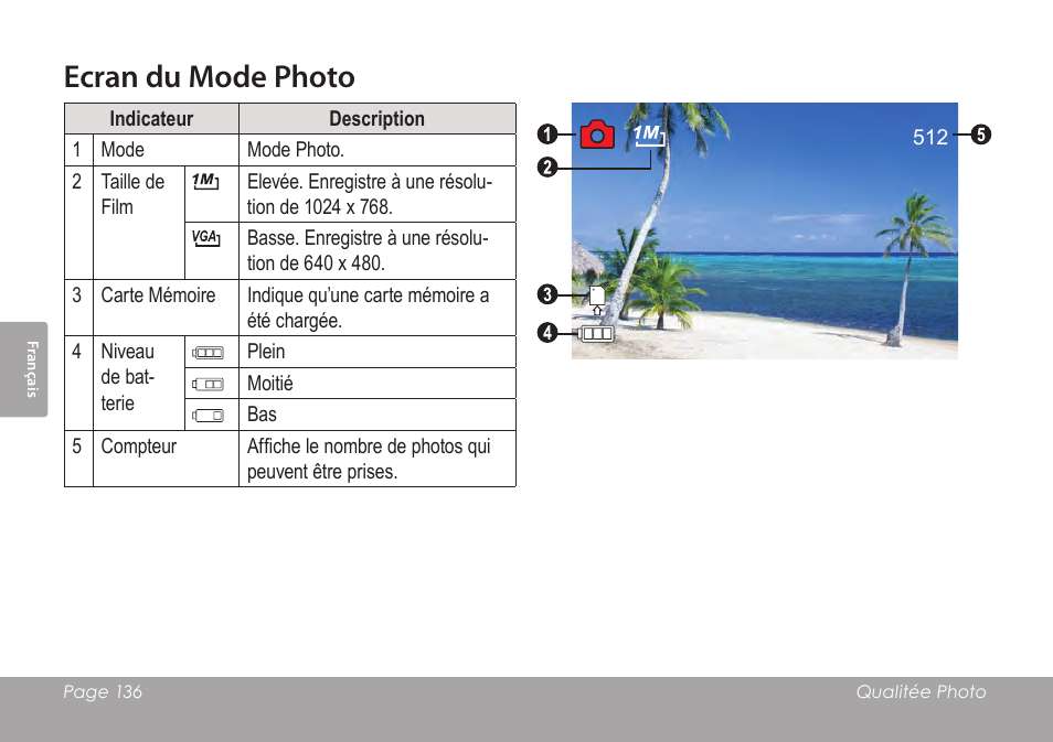 Ecran du mode photo | COBY SNAPP CAM3005 User Manual | Page 136 / 180