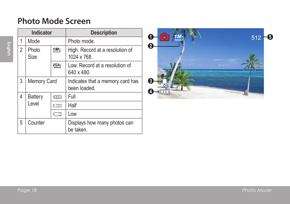 Photo mode screen | COBY SNAPP CAM3005 User Manual | Page 18 / 180