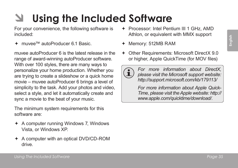 Using the included software | COBY SNAPP CAM3005 User Manual | Page 35 / 180