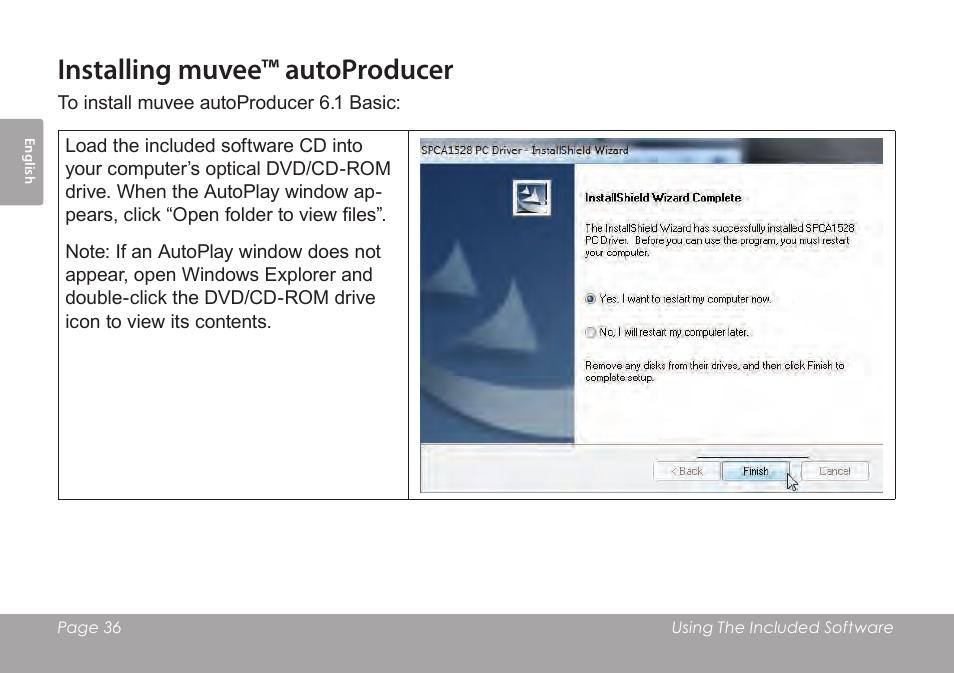 Installing muvee™ autoproducer | COBY SNAPP CAM3005 User Manual | Page 36 / 180