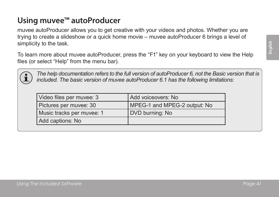 Using muvee™ autoproducer | COBY SNAPP CAM3005 User Manual | Page 41 / 180