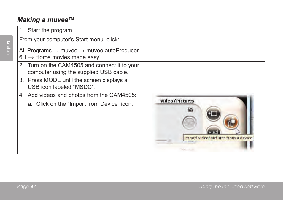 Making a muvee | COBY SNAPP CAM3005 User Manual | Page 42 / 180