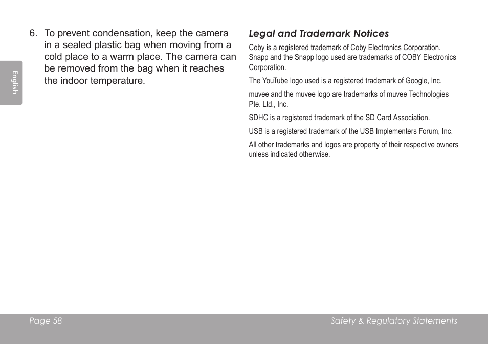 COBY SNAPP CAM3005 User Manual | Page 58 / 180