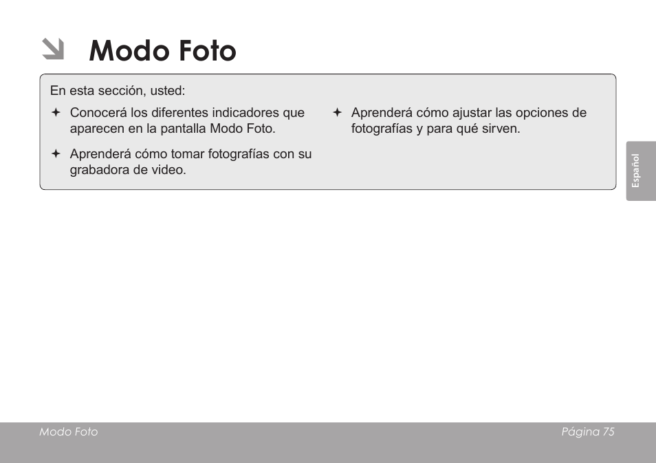 Modo foto | COBY SNAPP CAM3005 User Manual | Page 75 / 180