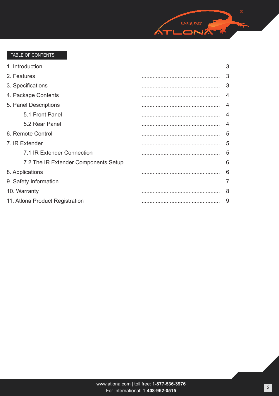 Atlona AT HD V112 User Manual | Page 2 / 9