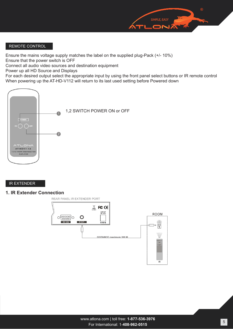 Atlona AT HD V112 User Manual | Page 5 / 9