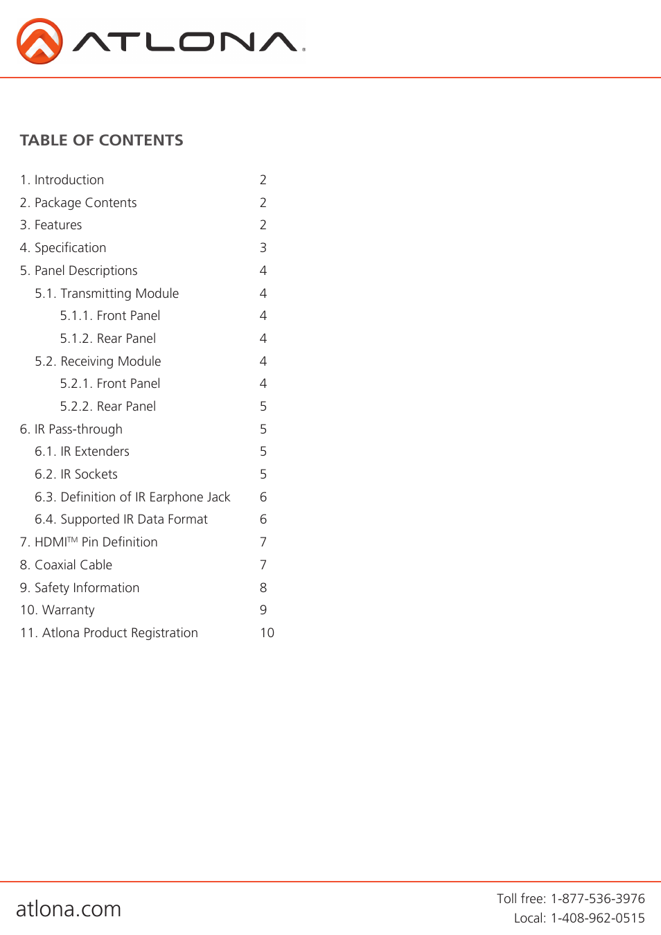 Atlona AT HD RG100SR User Manual | Page 2 / 11