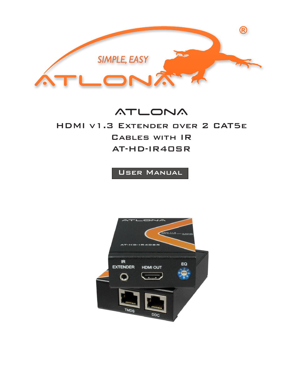 Atlona AT HD IR40SR User Manual | 9 pages