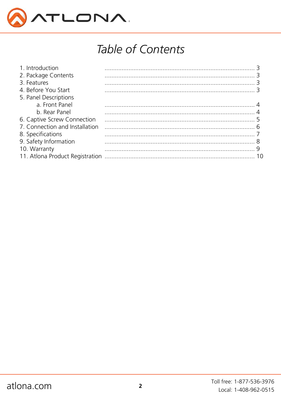 Atlona AT HD Extenders User Manual | Page 2 / 10