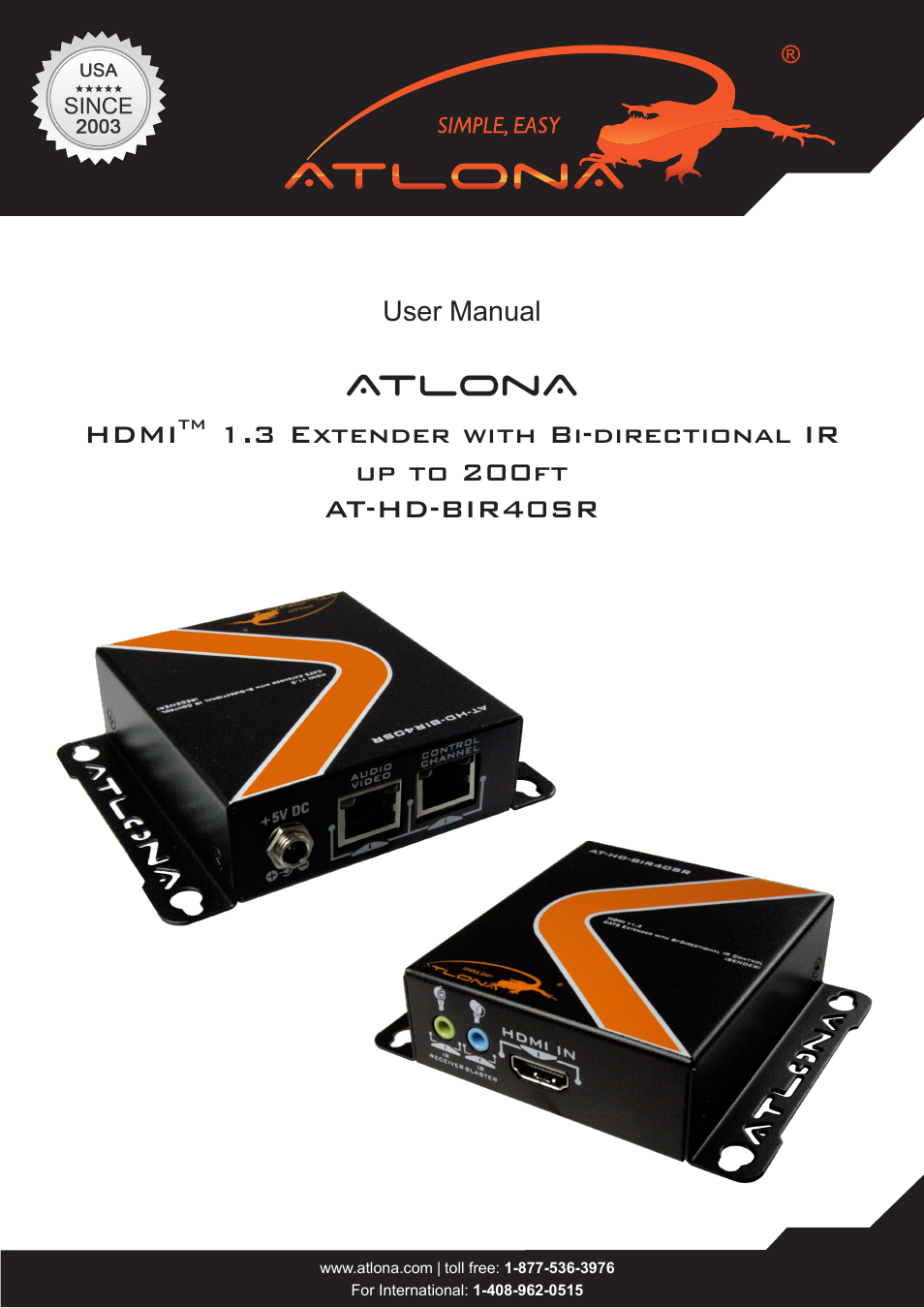 Atlona AT HD BIR40SR User Manual | 16 pages