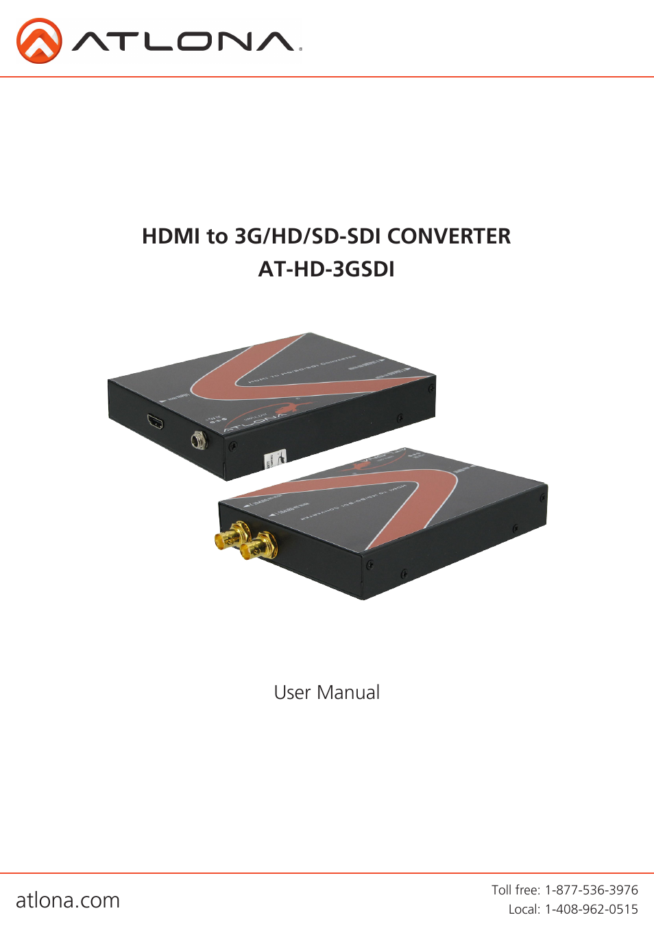 Atlona AT HD 3GSDI User Manual | 9 pages