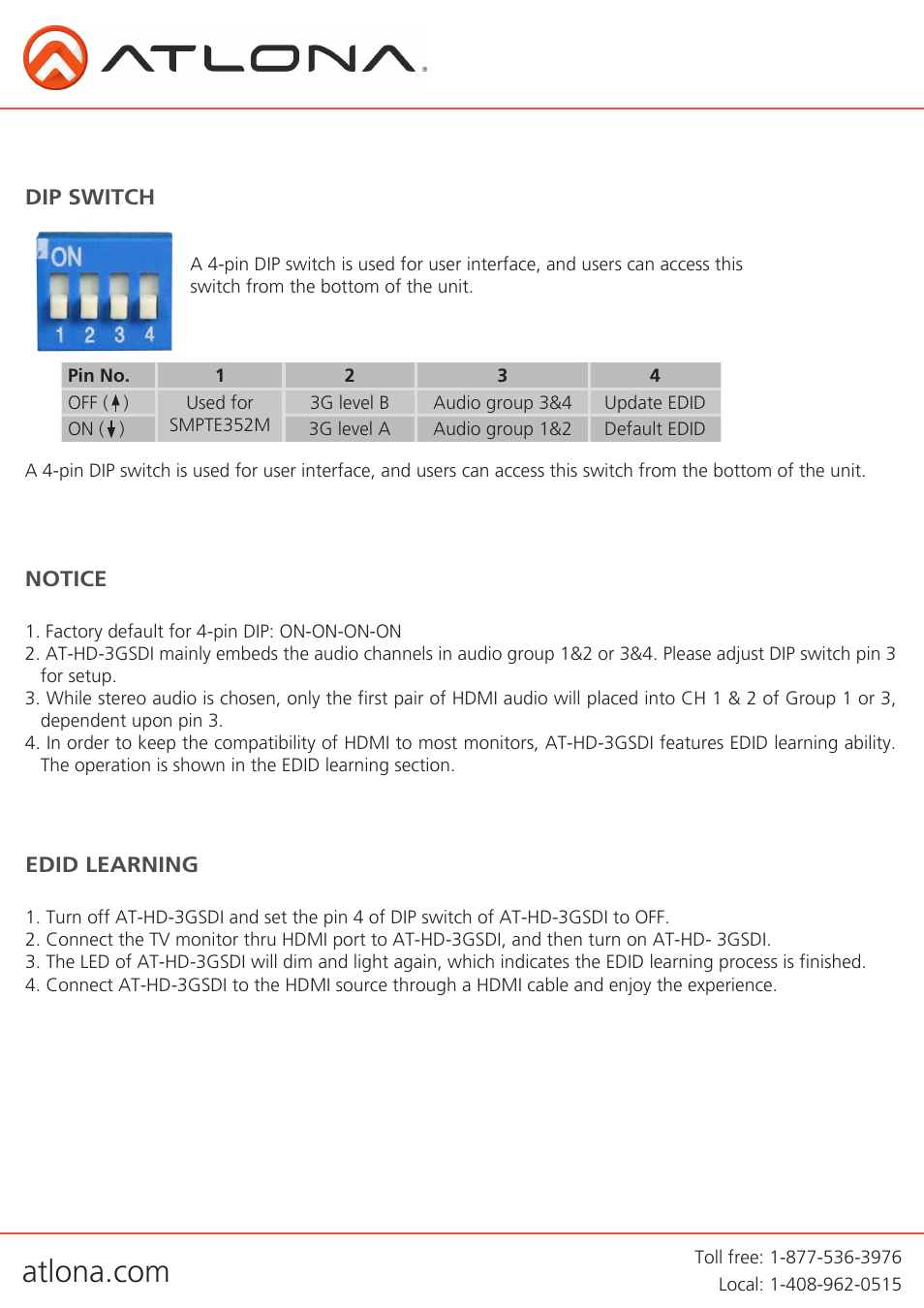 Atlona AT HD 3GSDI User Manual | Page 6 / 9