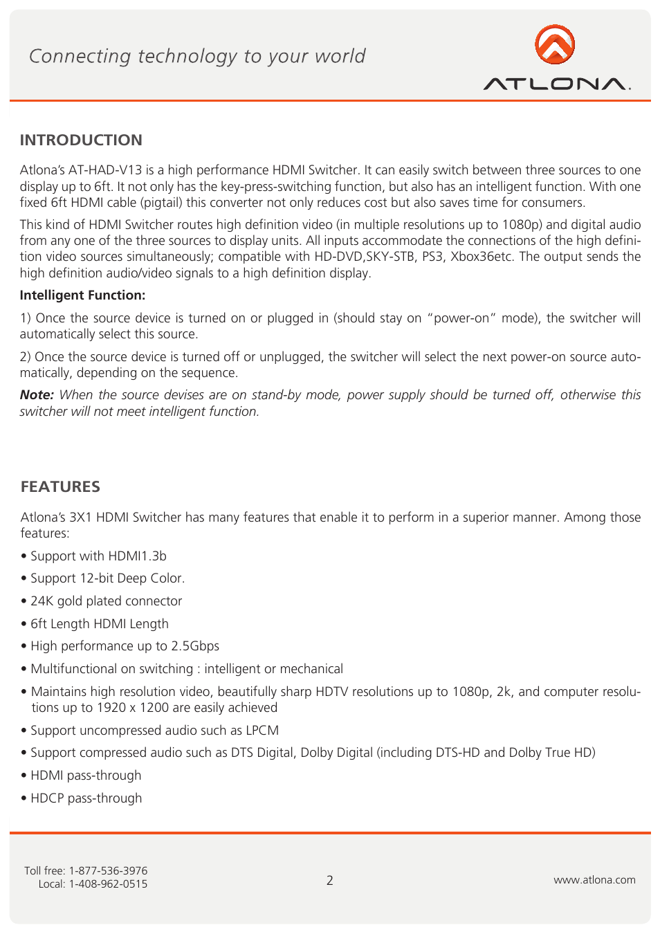 Atlona AT HAD V31 User Manual | Page 3 / 8