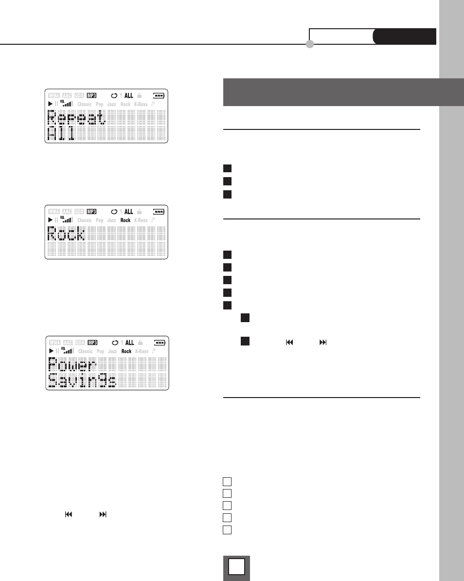 Play settings, Using the player | COBY MP-C440 User Manual | Page 13 / 23