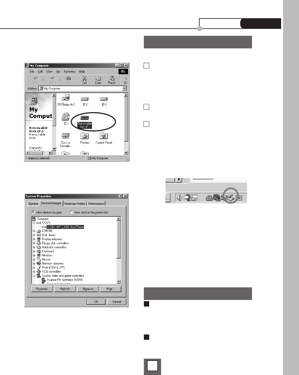 Connect to pc, Setting up the player, For macintosh users | COBY MP-C440 User Manual | Page 9 / 23
