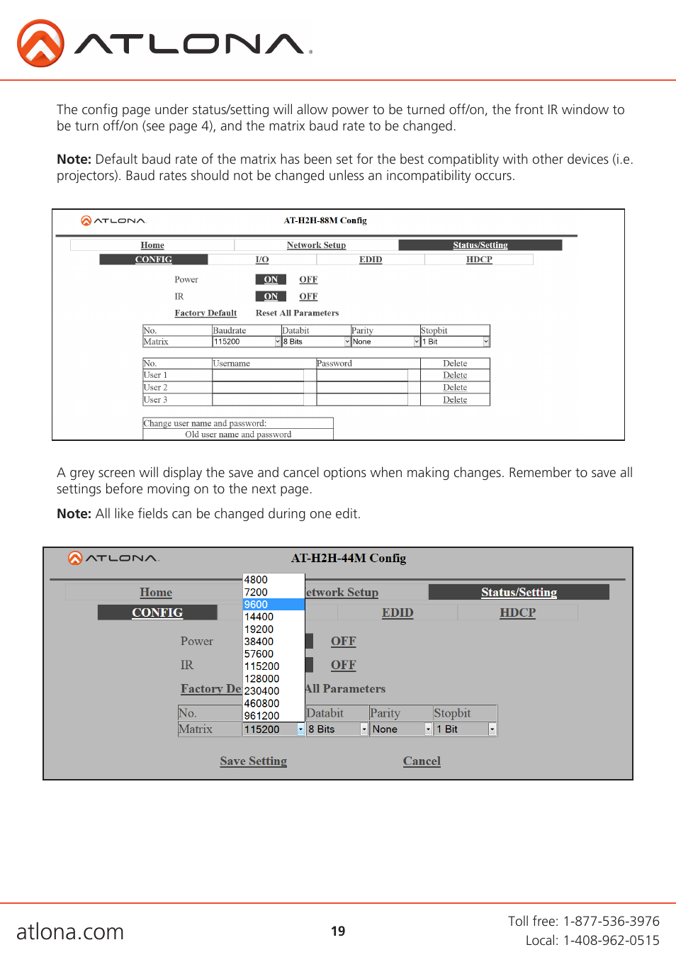 Atlona AT H2H V2 User Manual | Page 19 / 30
