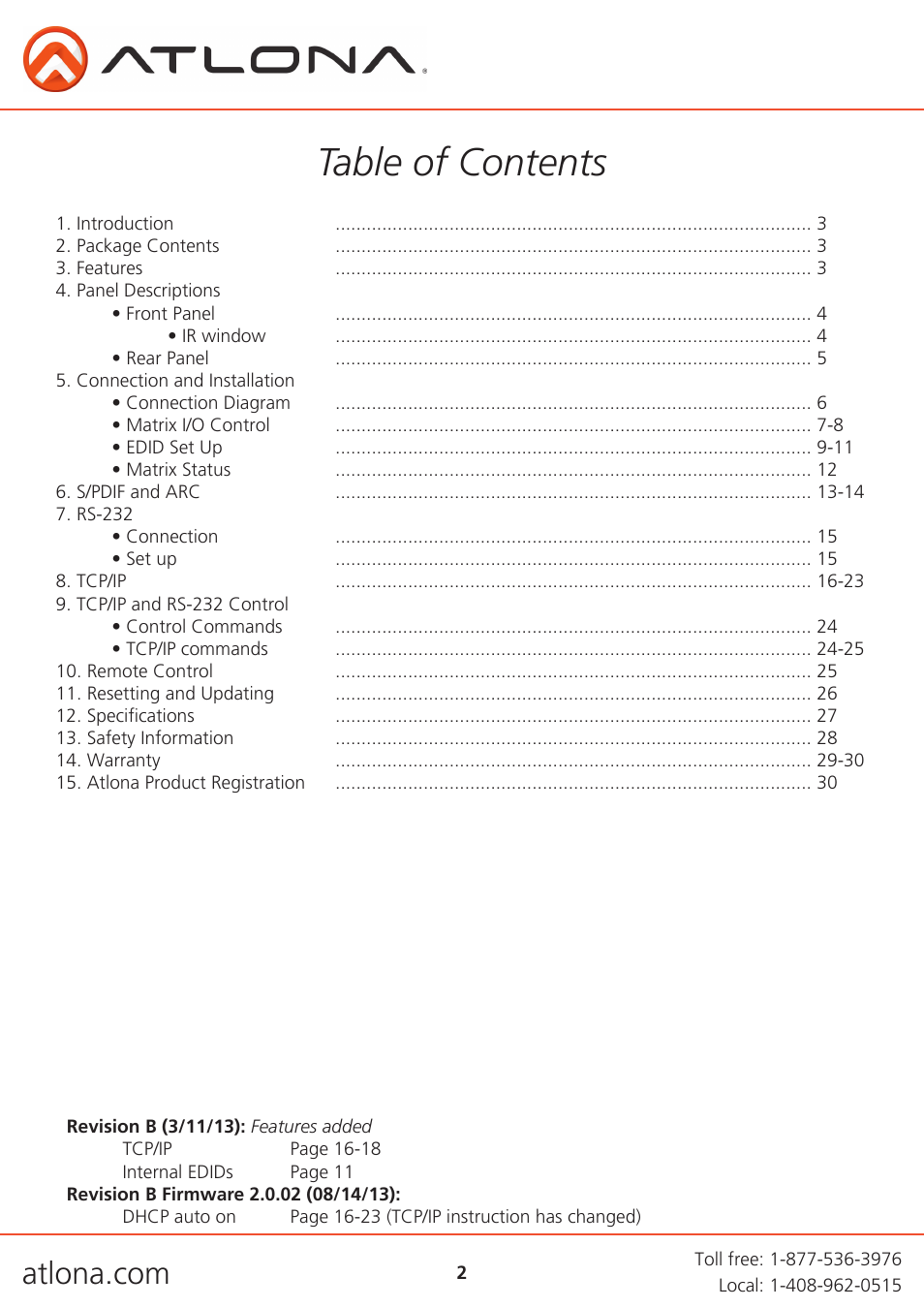 Atlona AT H2H V2 User Manual | Page 2 / 30