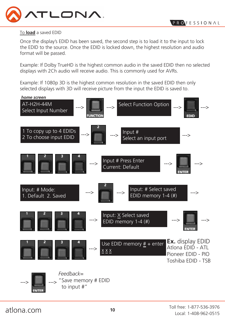 Ex. display edid | Atlona AT H2H 44M User Manual | Page 10 / 19