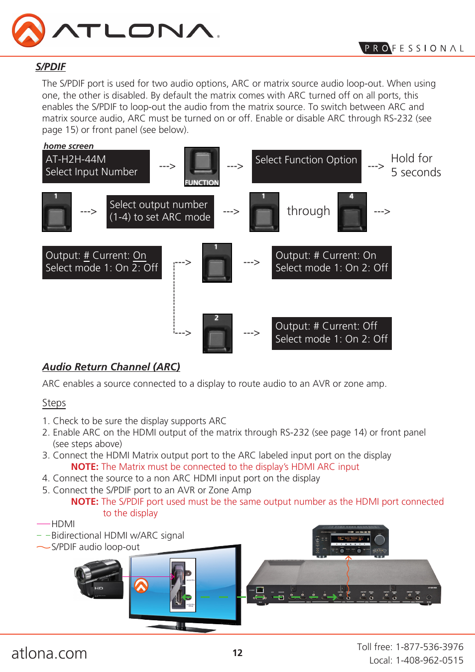 Through | Atlona AT H2H 44M User Manual | Page 12 / 19