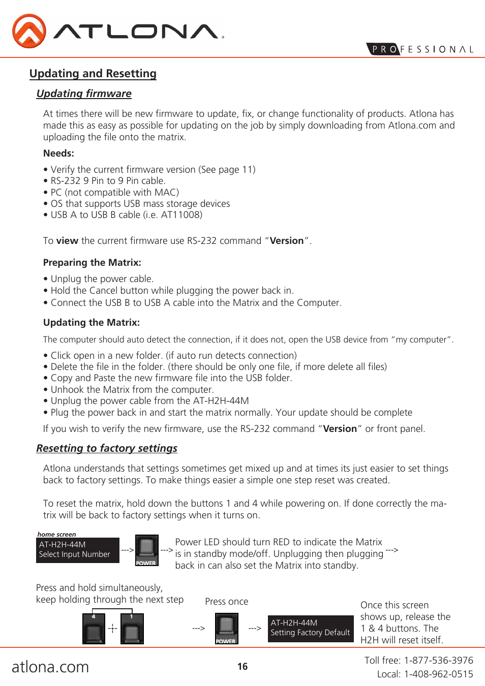 Atlona AT H2H 44M User Manual | Page 16 / 19
