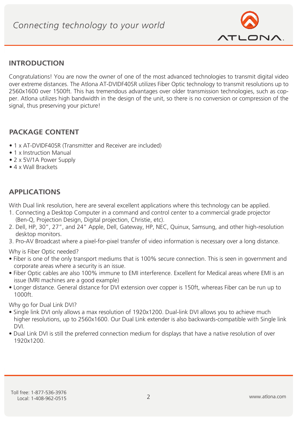 Atlona AT DVIDF40SR User Manual | Page 3 / 8