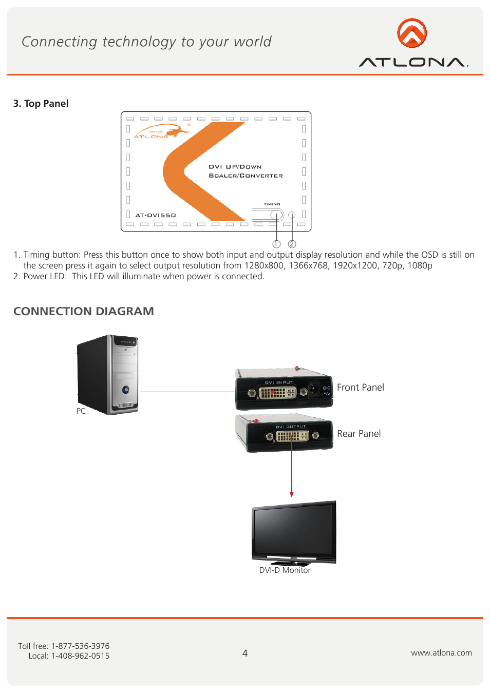 Connection diagram | Atlona AT DVI550 User Manual | Page 5 / 8