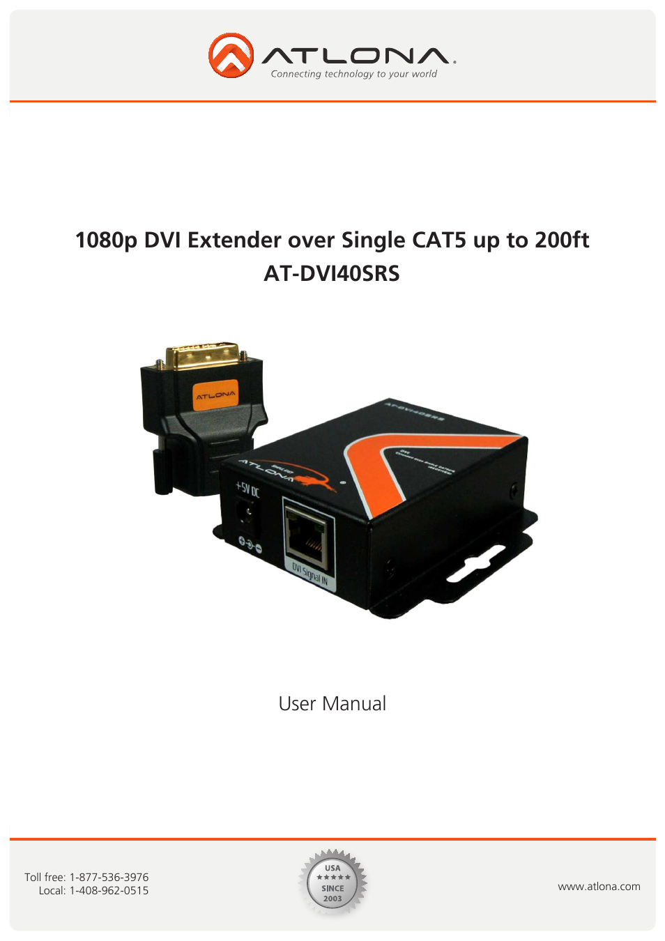 Atlona AT DVI40SRS User Manual | 9 pages