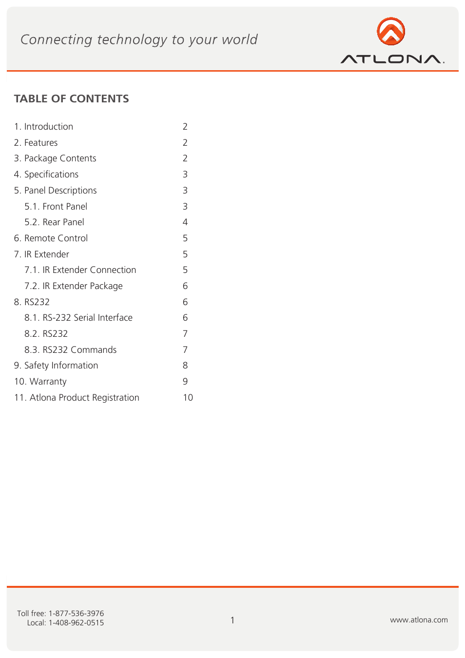 Atlona AT DVI 81A User Manual | Page 2 / 11