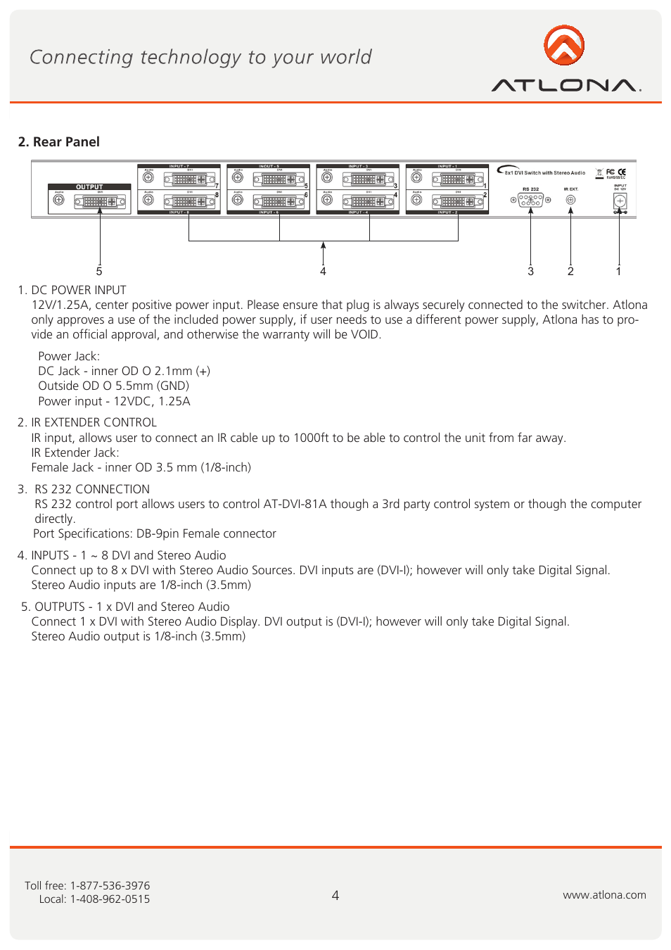 Atlona AT DVI 81A User Manual | Page 5 / 11
