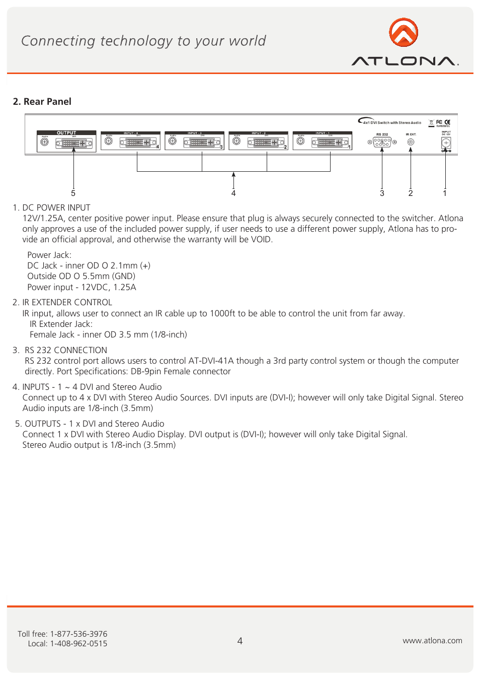 Atlona AT DVI 41A User Manual | Page 5 / 11