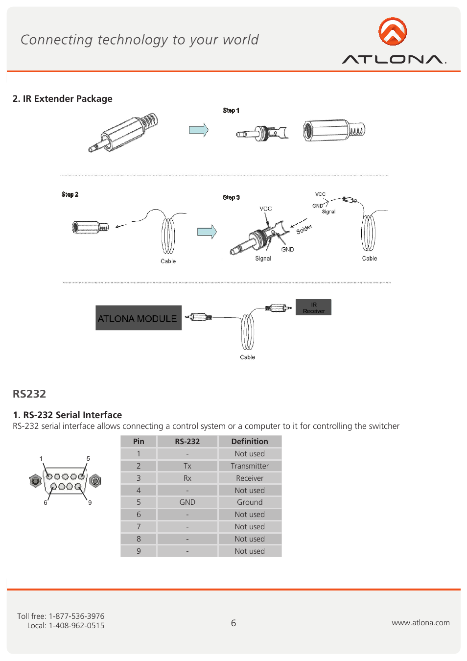 Rs232 | Atlona AT DVI 41A User Manual | Page 7 / 11