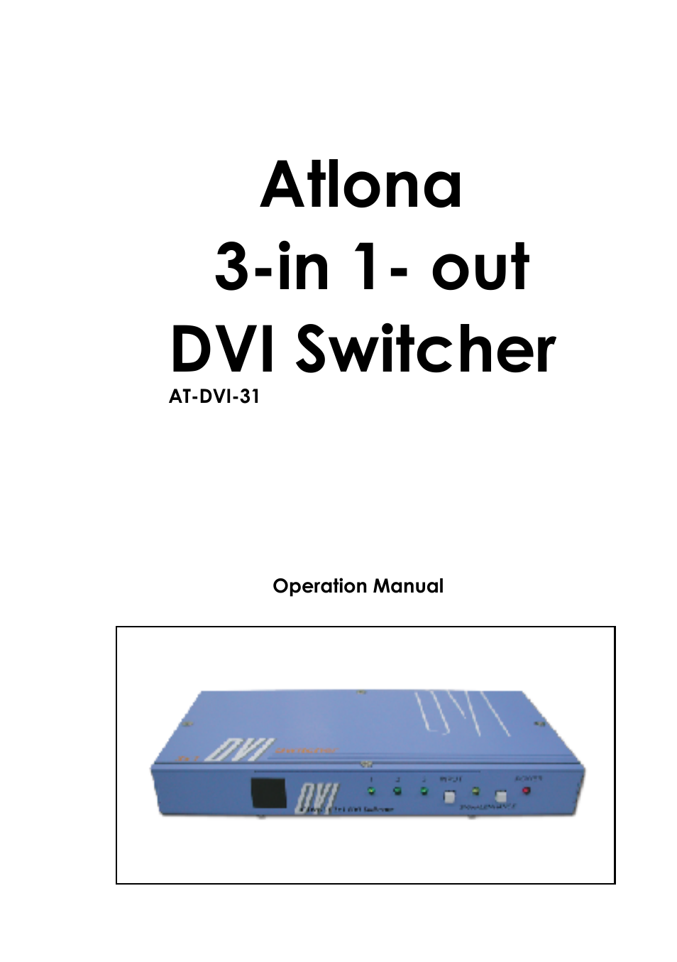 Atlona AT DVI 31 User Manual | 4 pages
