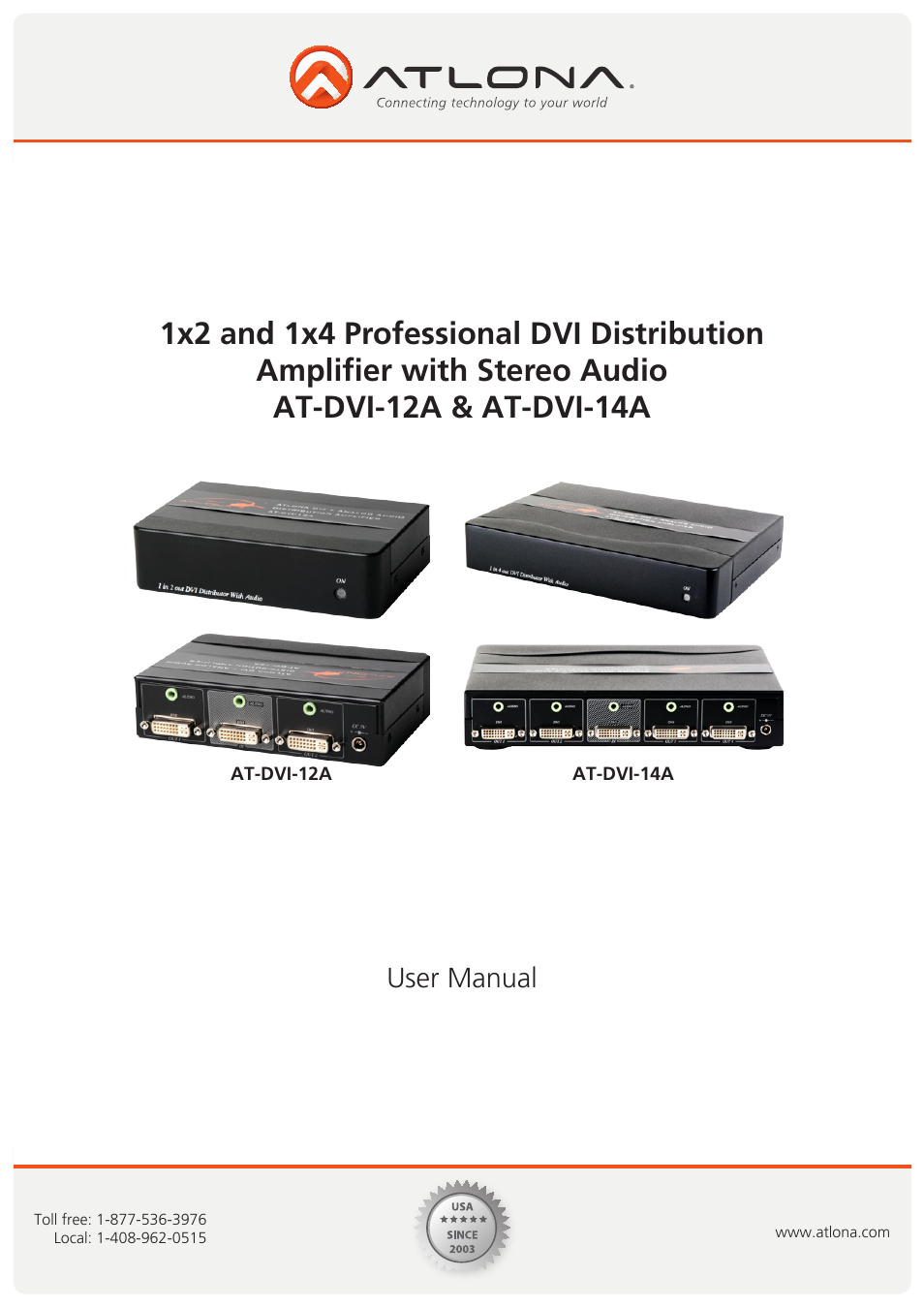 Atlona AT DVI 12A14A User Manual | 8 pages