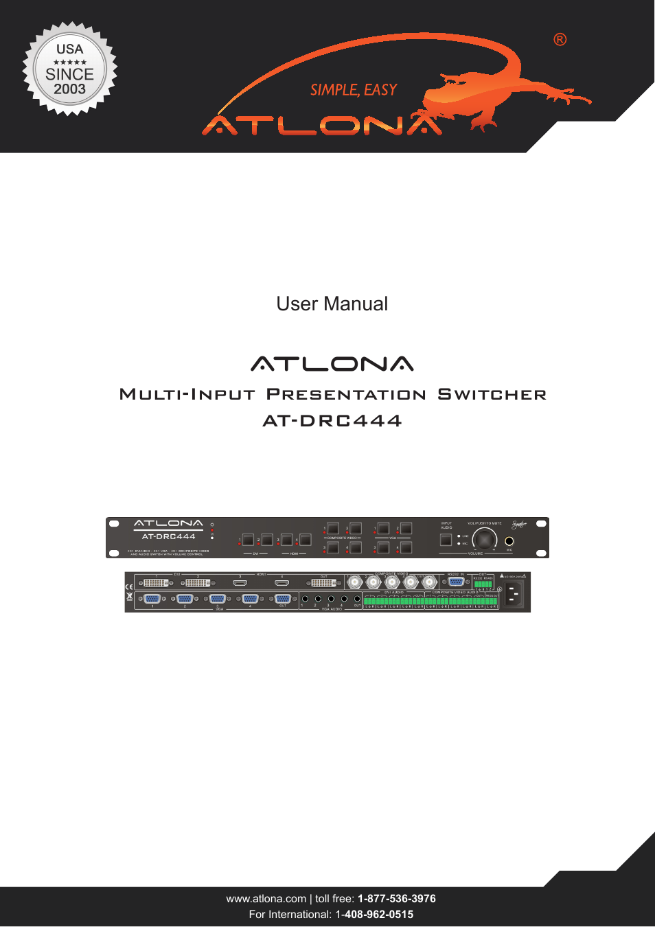 Atlona AT DRC444 User Manual | 10 pages