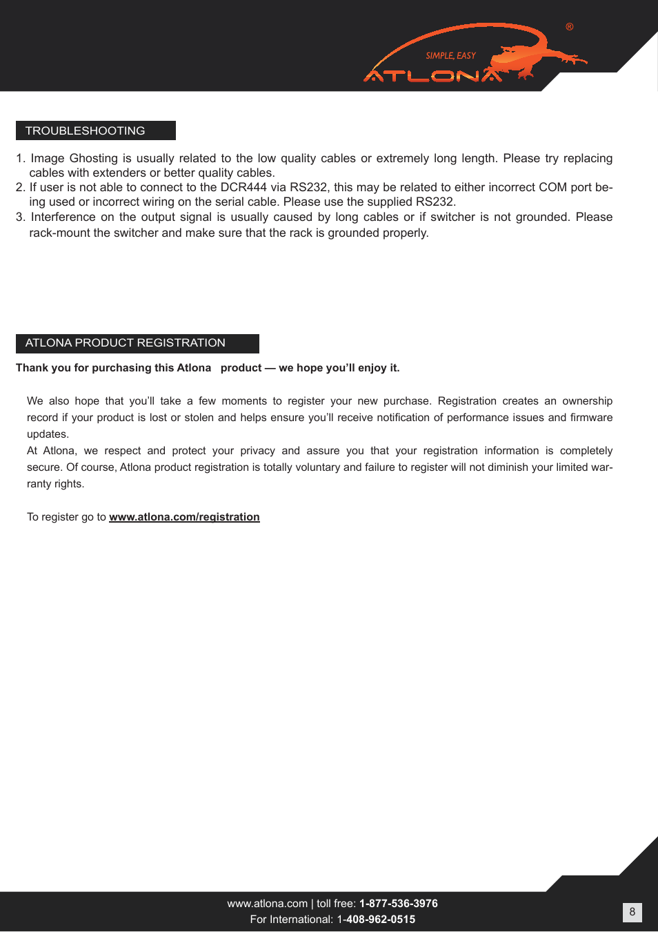 Atlona AT DRC444 User Manual | Page 8 / 10