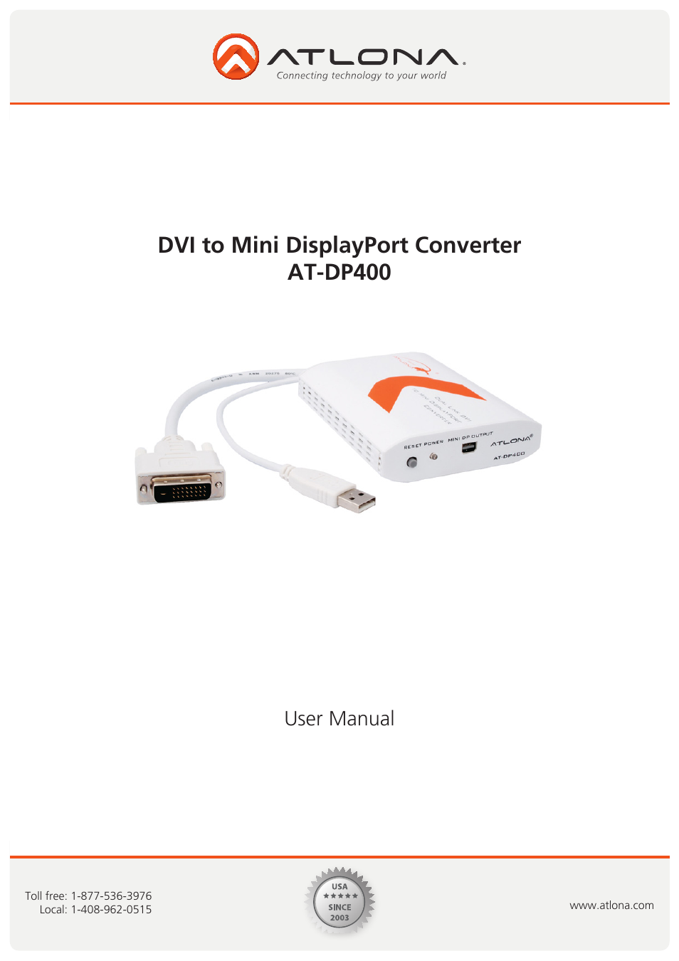 Atlona AT DP400 User Manual | 10 pages