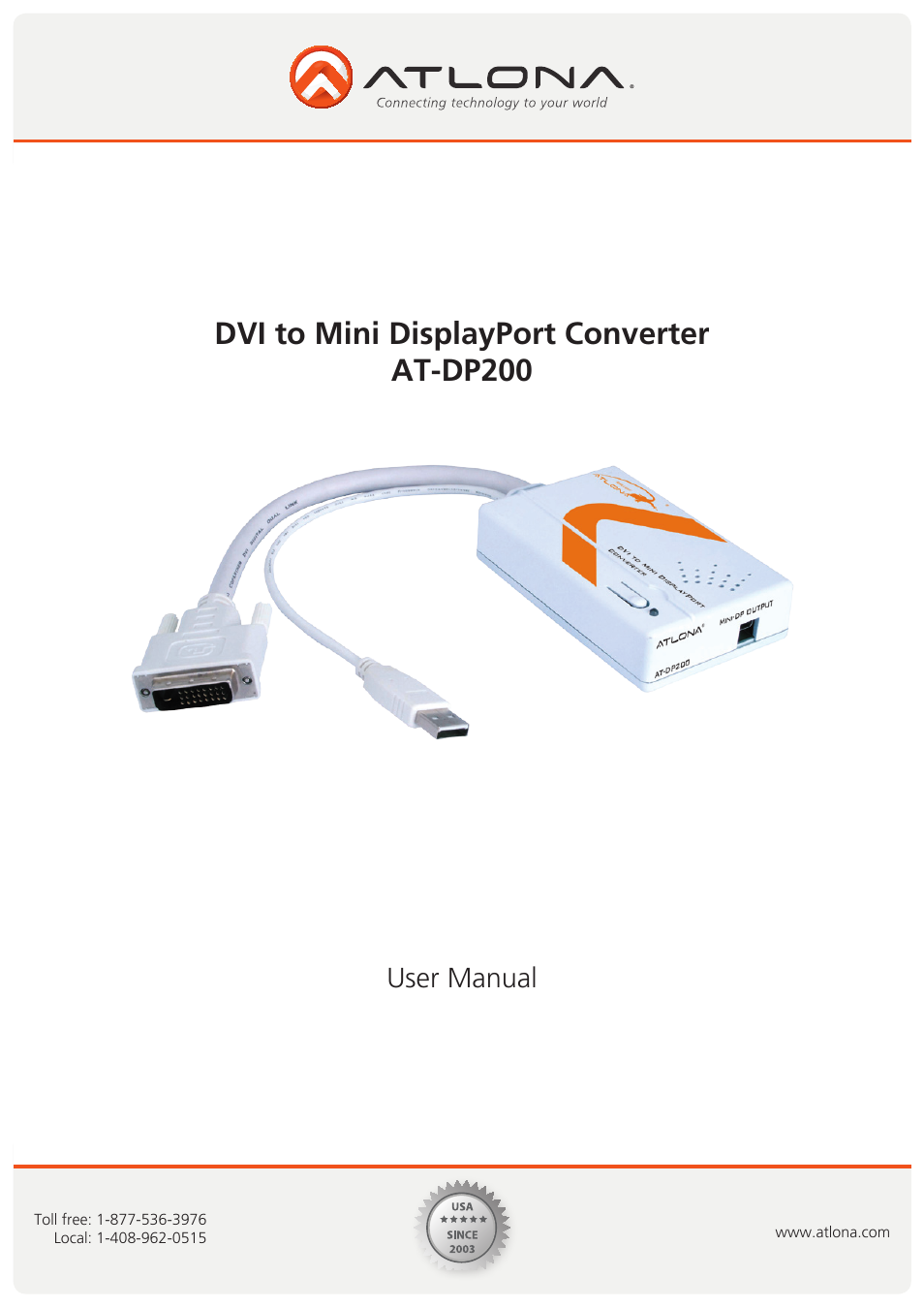 Atlona AT DP200 User Manual | 9 pages