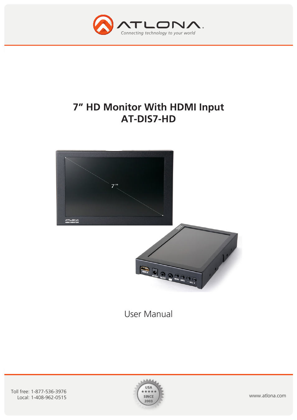 Atlona AT DIS7 HD User Manual | 9 pages