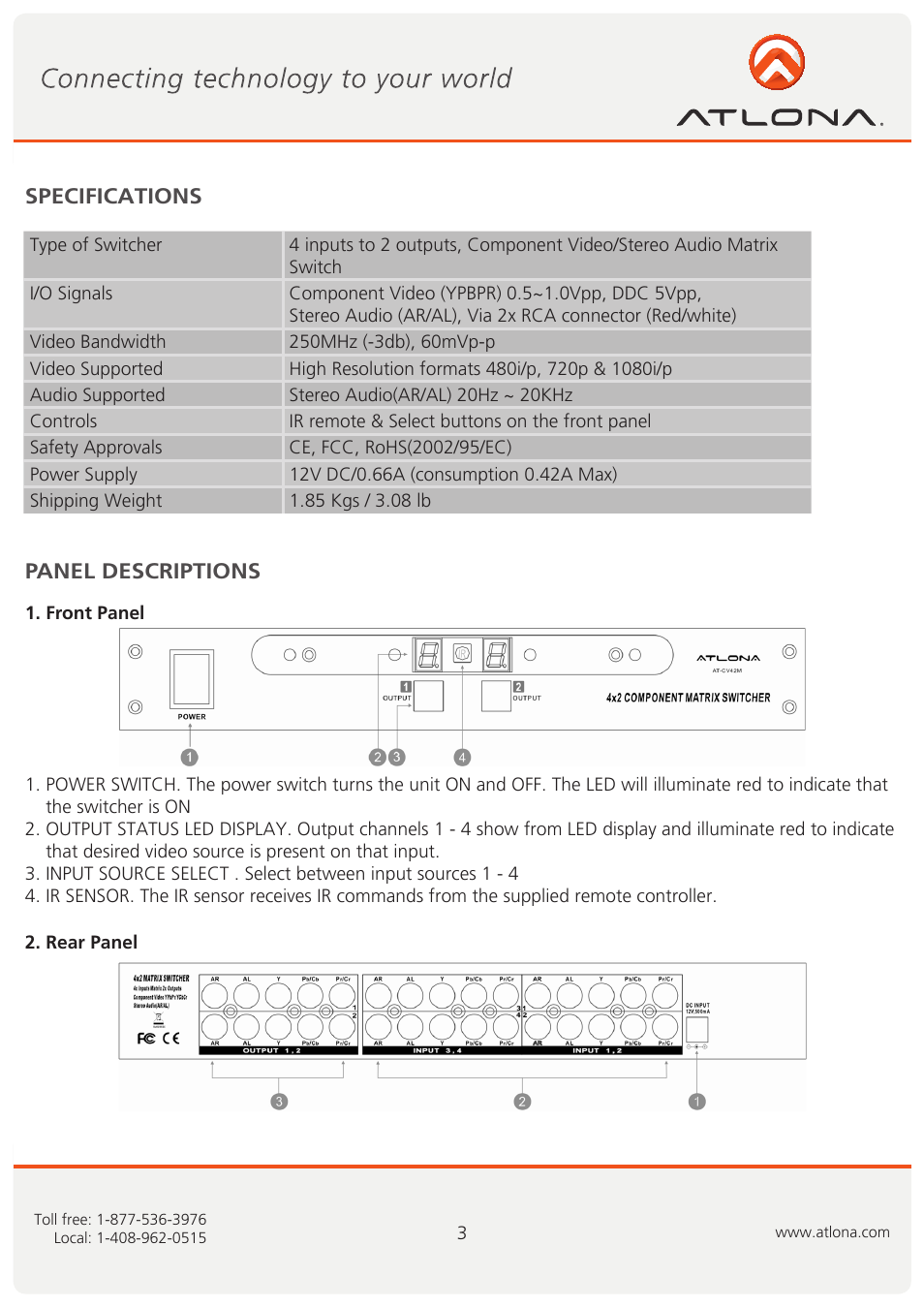 Atlona AT CV42M User Manual | Page 4 / 10